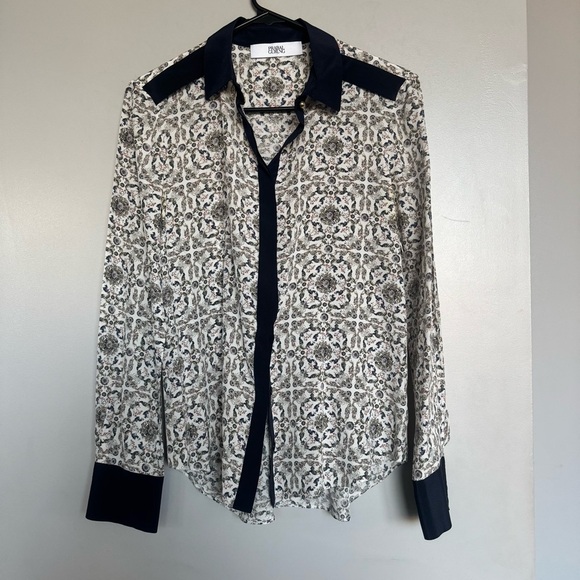 Prabal Gurung Printed Button Down Long Sleeve Silk Shirt Size 4 - Picture 1 of 3